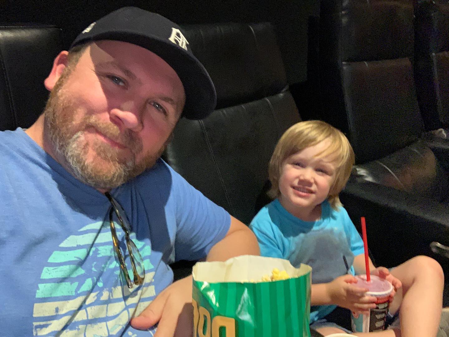 Little man’s first movie theater experience.